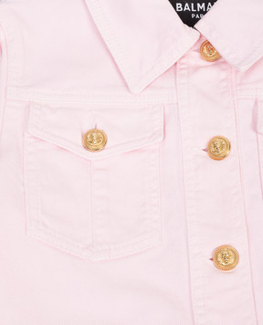 Balmain Children's pink denim jacket with logo embroidery BY2A07Z37021213