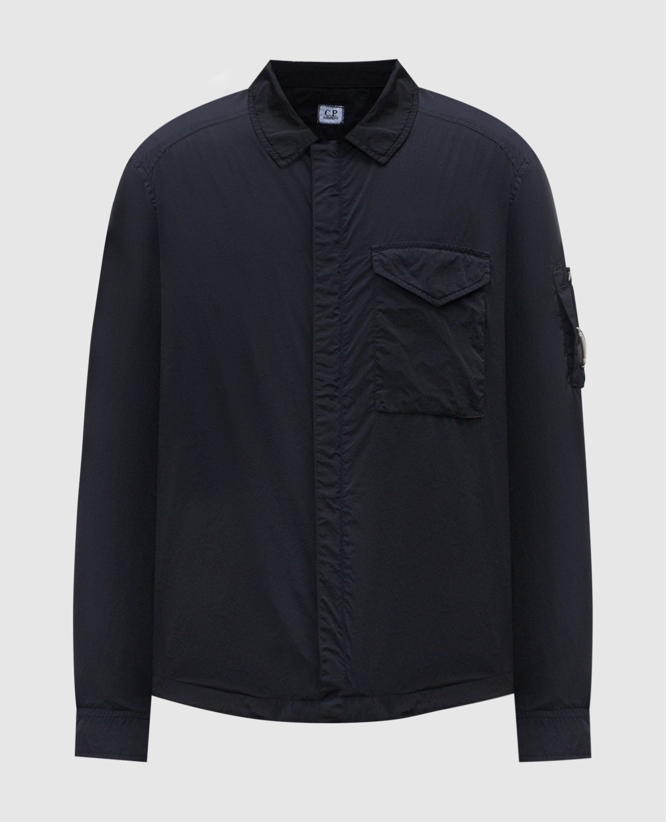 Blue windbreaker with logo patch