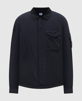 C.P. Company Blue windbreaker with logo patch MOS710A005904G
