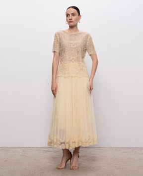 Ermanno Scervino Beige top with crystals D482L773CTUGB