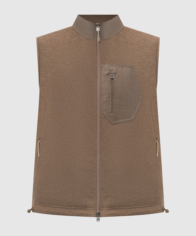 Brown Explorer Reversible Wool and Cashmere Vest
