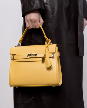 Gianni Notaro Yellow leather satchel bag DOLLARO 099DOLLAROORO