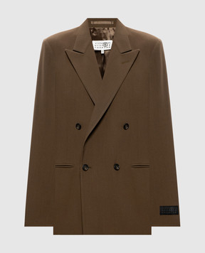 Maison Margiela MM6 Brown double-breasted jacket with wool S62BN0129M35436