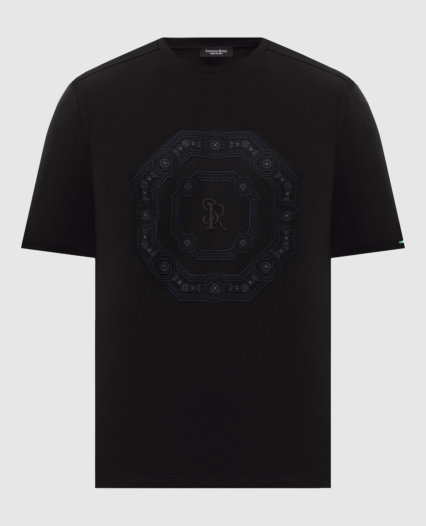 Black T-shirt with monogram embroidery