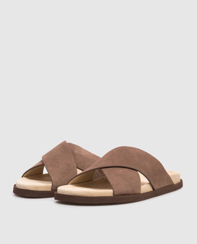 Brunello Cucinelli Brown suede flip-flops MZUSOLY327