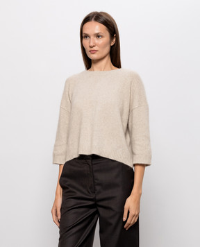 Loulou de Saison AZALI beige wool sweater with short sleeves AZALI