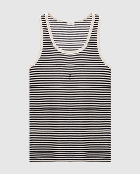 Saint Laurent Striped T-shirt with embroidered emblem 832278Y37ZN