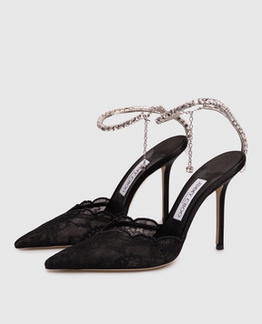 Jimmy Choo Saeda black slingbacks with crystals SAEDA100GQV