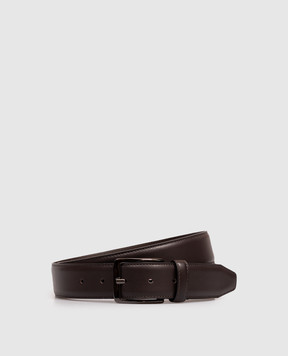 Peserico Dark brown leather belt with logo engraving R72039C0CC929