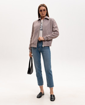 Babe Pay Pls Gray suede jacket with braiding 2402BOTBOTTEGA