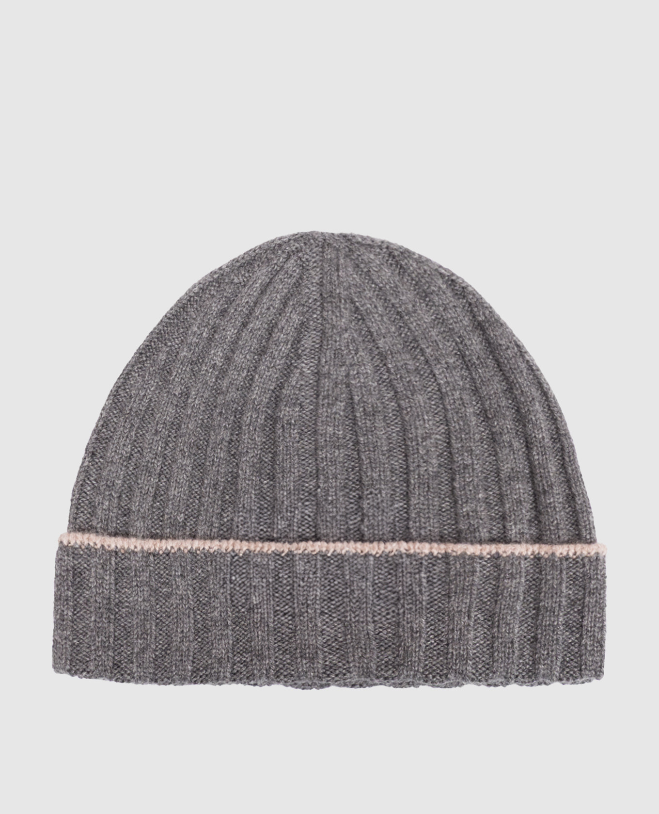 Grey cashmere hat with fringe