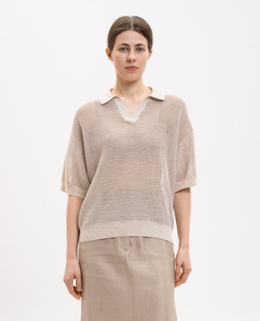 Peserico Beige top with polo collar S99113F129056T