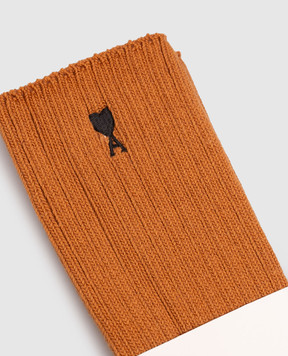 Ami Paris Brown socks with embroidered logo USC628AK0024w