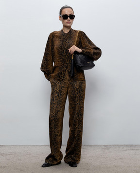 Twinset Brown pants with reptile print 262TT2591