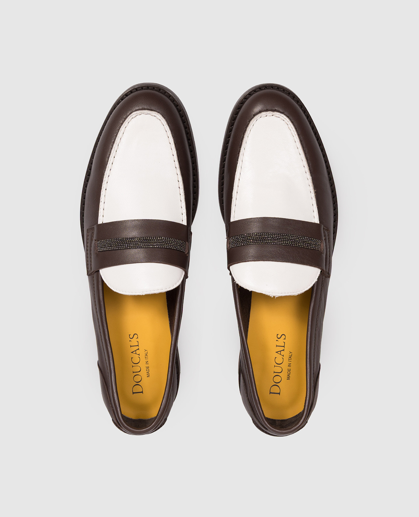 Brown leather loafers with monil chain Doucal's 4