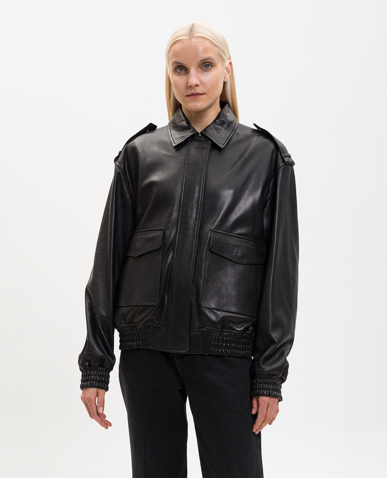 

Black Astra leather jackets ARMA
