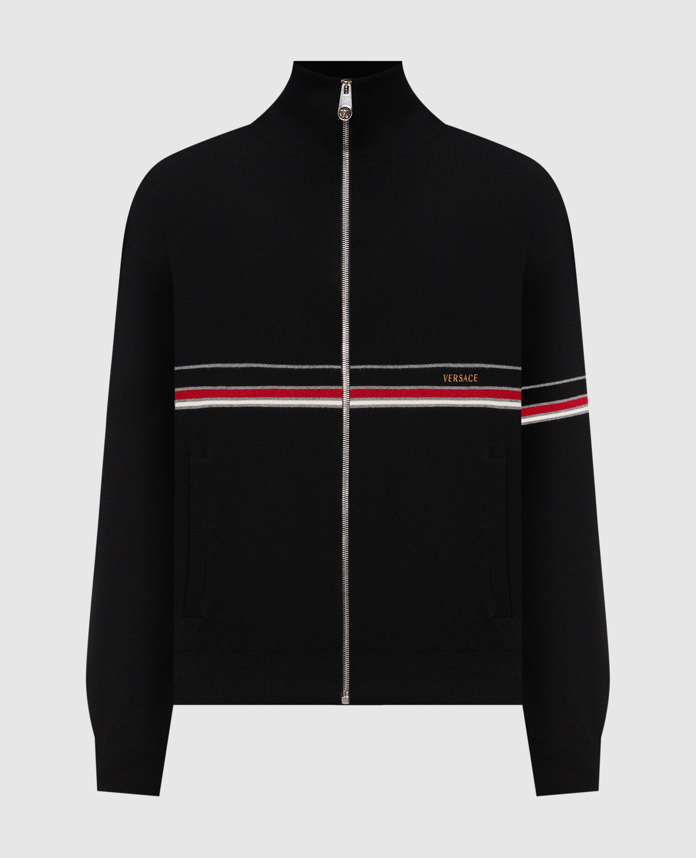 Black sports jacket with logo embroidery