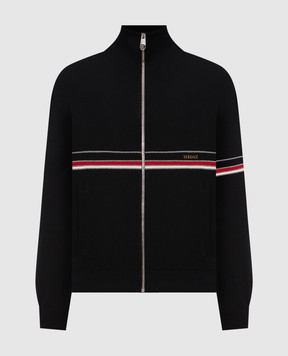 Versace Black sports jacket with logo embroidery 10257421A18340