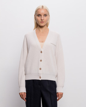 Peserico Beige cardigan made of wool, silk and cashmere A99859F12K09283