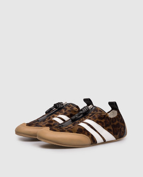 3.1 Phillip Lim Brown leather sneakers with animal print SE26U006TAH