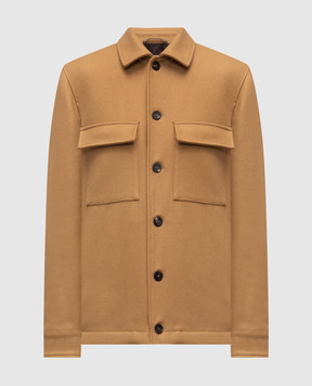 Peserico Brown wool jacket with logo R5225502188