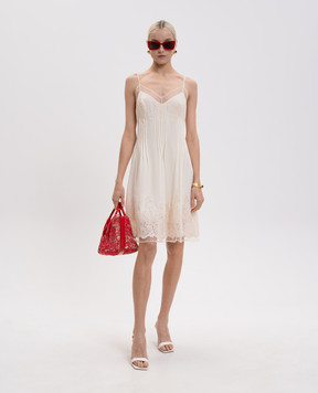Ermanno Scervino Beige silk dress with lace D482Q321APVKX