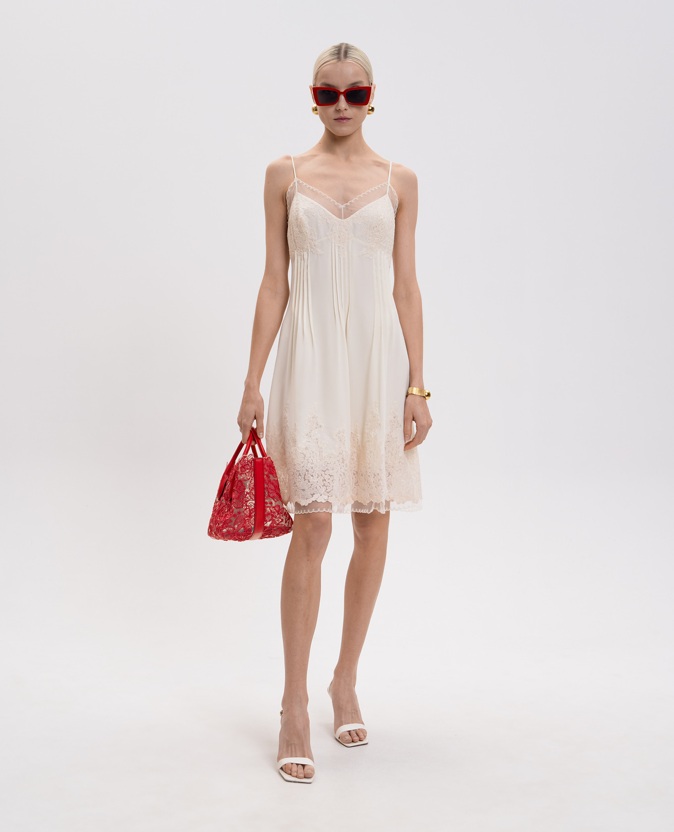 Beige silk dress with lace Ermanno Scervino 2