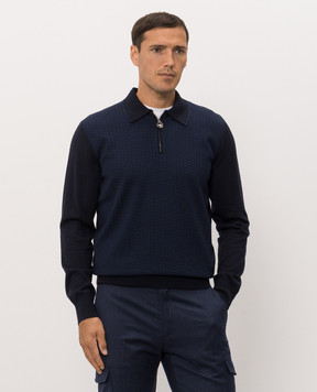Stefano Ricci Blue cashmere and silk polo shirt K606434P30F26320