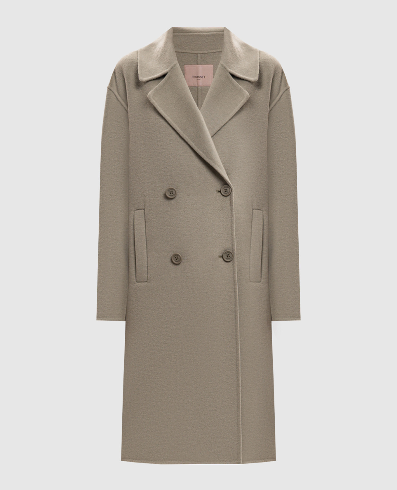 Green double-breasted coat with wool