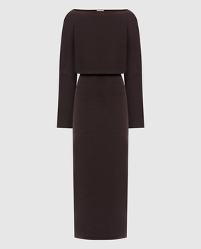 Simkhai Janese brown one-shoulder wool midi dress 5241015K
