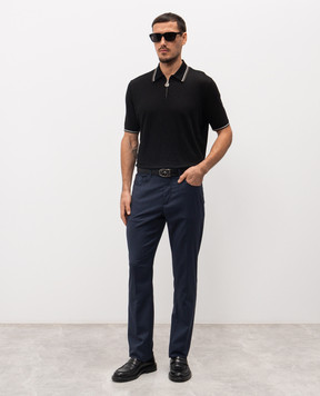 Stefano Ricci Black linen polo shirt K919070P31T26104