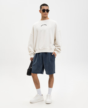 Palm Angels Ivory sweatshirt with logo print PMBA08JS26FLE004