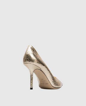 Jimmy Choo Love gold leather shoes with reptile leather embossing LOVE85EGV