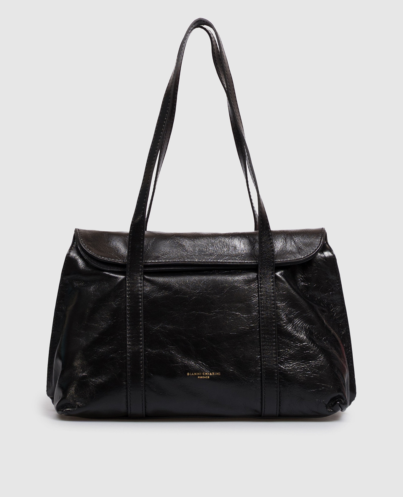 Marghe black glossy leather tote bag