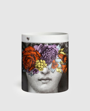 Fornasetti Large scented candle NEL MENTRE - Tra i Fiori Décor in a porcelain candlestick FPB800YGS