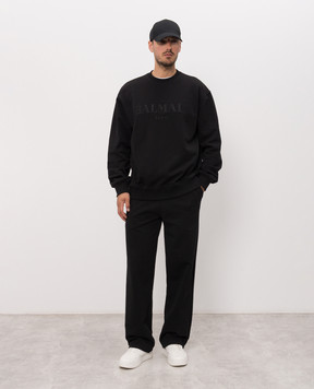 Balmain Black sweatpants with logo embroidery HH1PQ439BD59