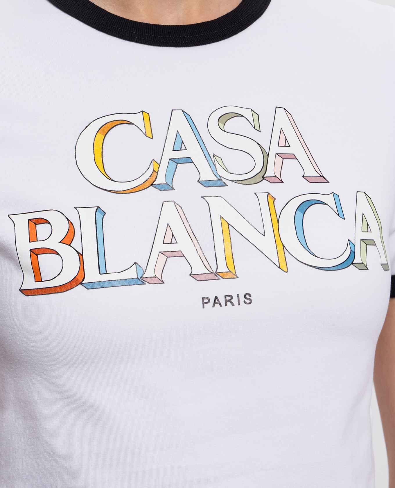 White cropped T-shirt with logo print Casablanca 5