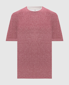 Brunello Cucinelli Pink melange linen t-shirt MW8357427