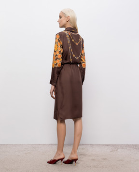 Versace Brown printed silk dress 10246591A17952