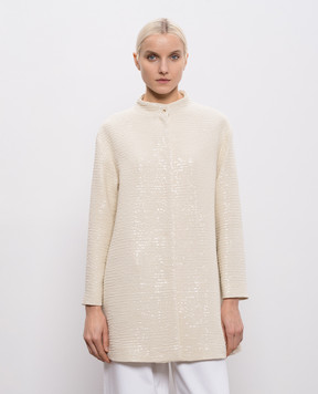 Herno Beige sequined coat CA000610D12862S