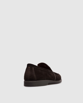 Santoni Brown suede loafers with logo MGAG18829SMOSEAA