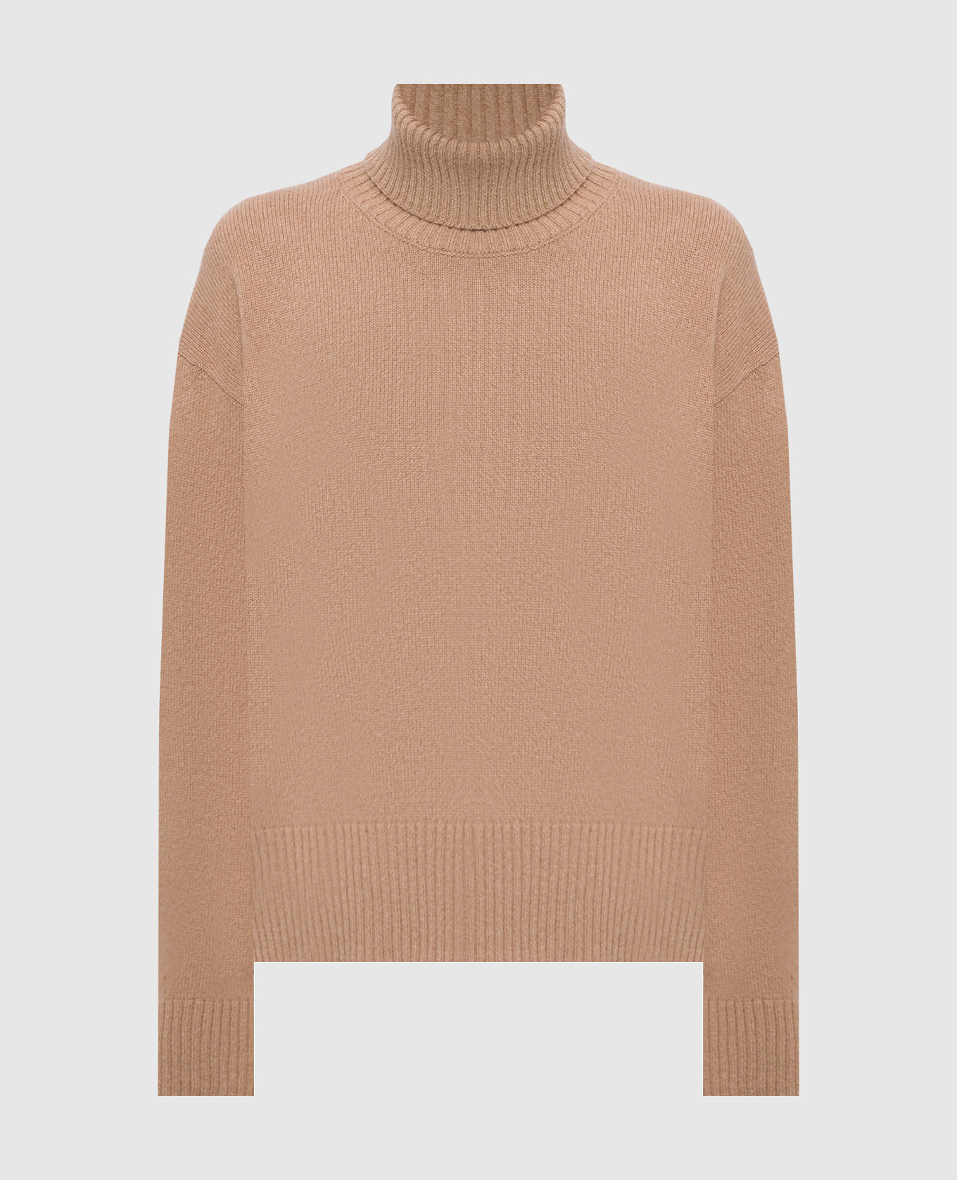 Beige wool, silk and cashmere sweater
