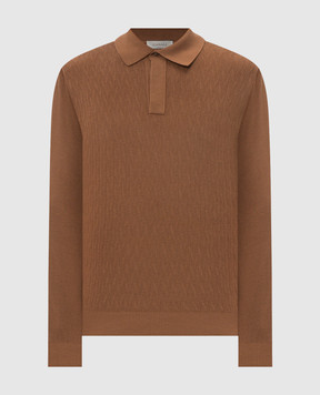 Canali Brown polo with woven pattern MK02486C1209