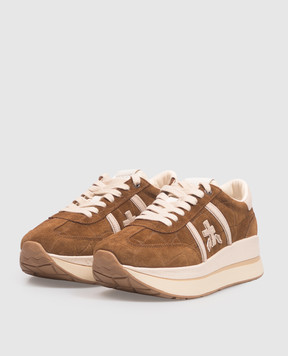 Premiata Bethcoin brown suede sneakers with crocodile embossed pattern BETHCOIN8509