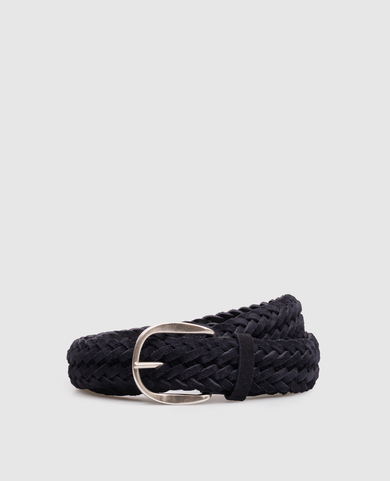 Blue suede Plot belt with weaving