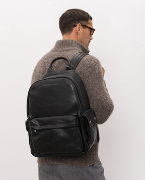 Brunello Cucinelli Black leather Travel backpack MBZIBU243