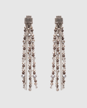 Peserico Brown earrings with chains and beads A35507C0CC780