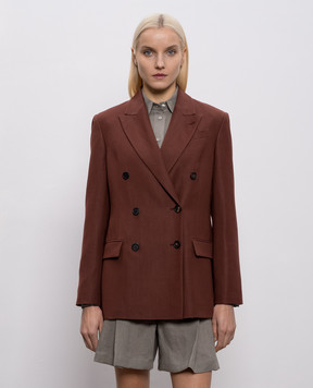 Brunello Cucinelli Brown double-breasted jacket with linen MH1267094
