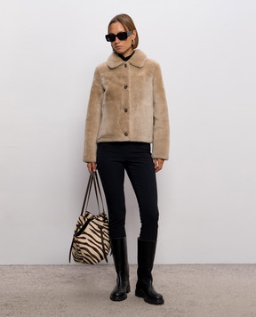 Yves Salomon Beige sheepskin coat 22WYV64355MESI