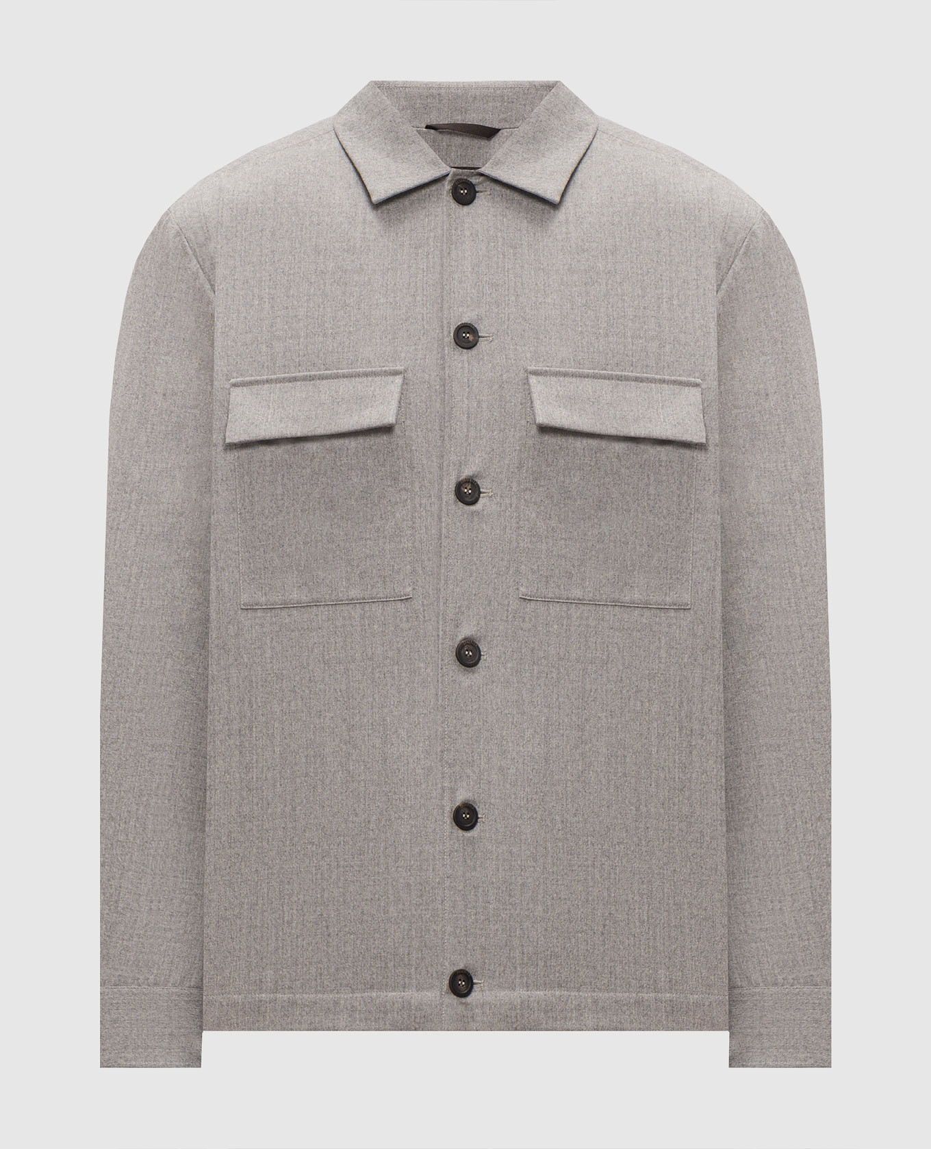 Grey wool shirt with logo patch